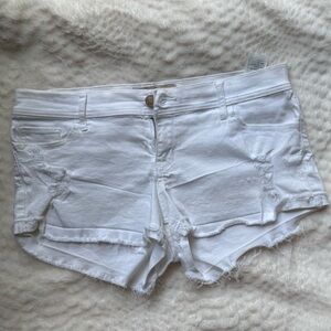 Hollister White Jean Shorts Distressed Style